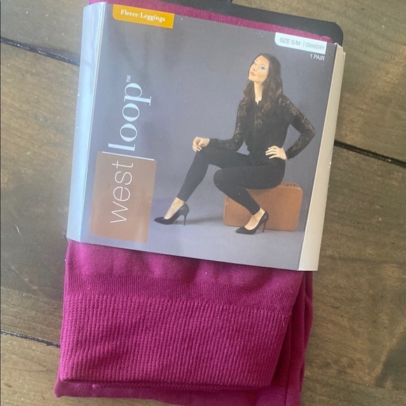West Loop Fleece Leggings cranberry burgundy‎ fleece leggings size S/M new - Picture 1 of 4